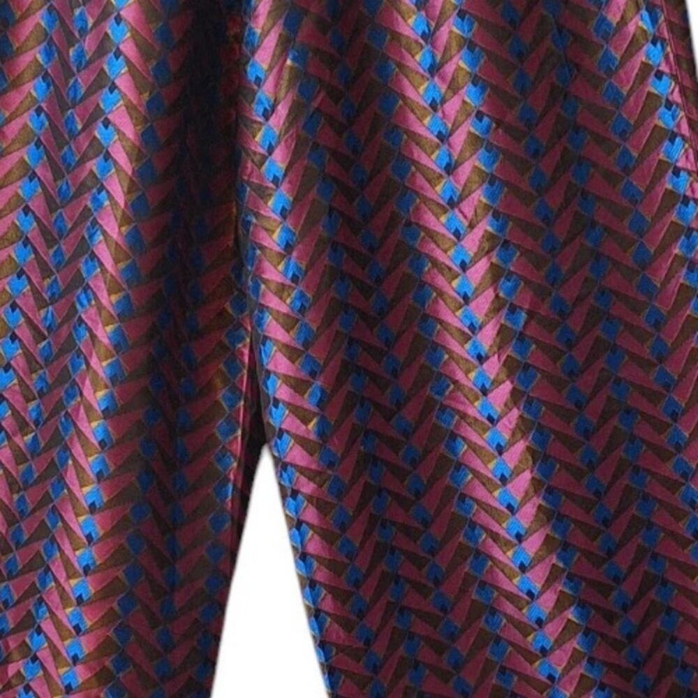 Etro Red and Blue Wide Leg Pants metallic jacquard Geometric 38 - Picture 9 of 12